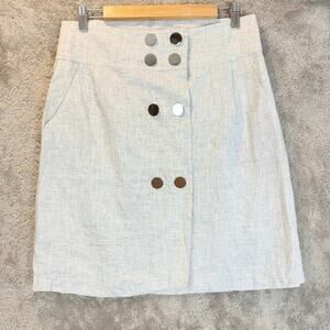 Lauren Moffatt Linen Button Wrap A Line Pencil Skirt Size 10 Anthropologie